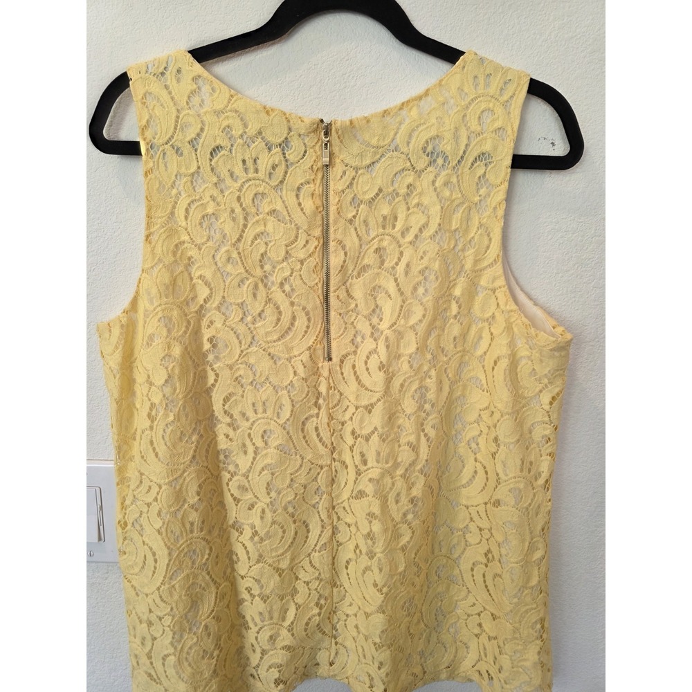 Charter Club Sz XL Soft Daffodil Yellow Sleeveless Lace Lined Blouse Spring Luxe - Picture 6 of 6